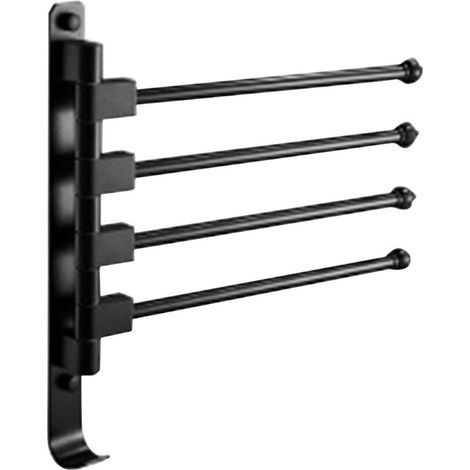 Porte-serviettes pivotant à 4 bras pliables et crochets, fixation murale en aluminium. (1/5)