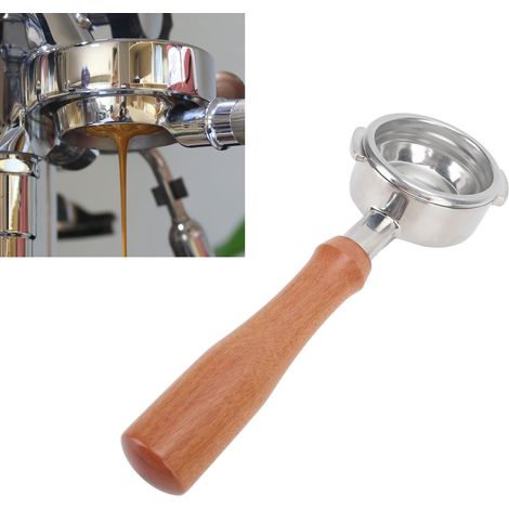 NOWWA 58-mm-Kaffeemaschine, bodenlos, abgewinkelter Griff, Edelstahlgriff, Modell E, komplett aus Palisanderholz (1/5)