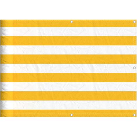 Paravent de balcon à rayures jaunes et blanches 75 x 800 cm - Ecran de confidentialité balcon terrasse extérieur (1/5)