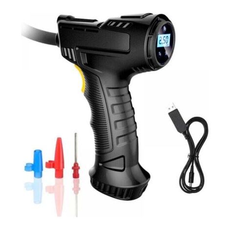 Akku-Reifenfüller, Luftkompressor, tragbarer Reifenfüller mit digitalem Druckmesser, wiederaufladbare Akku-Reifenpumpe mit LED-Licht, 3 Düsen für Auto, Motorrad
