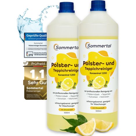 Sommertal Polster- und Teppichreiniger, 2L Profi Konzentrat, für über 80 Waschvorgänge, geeignet für Sofa, Polster, Auto Sitze, Teppich (1/5)