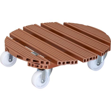 Wagner Carrello per Piante WPC Ø 38,5 x 11 cm I Carrello per Fiori e Piante per Interni ed Esterni, Terracotta I Portavaso in Composito di plastica e Legno I Portata 150 kg - 20055501 (1/5)