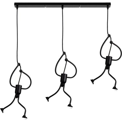 Gymnastique Petit Homme Rétro Créatif Restaurant Café Magasin de Vêtements Vitrine Bar Art Moderne Lustre en Fer (1/5)