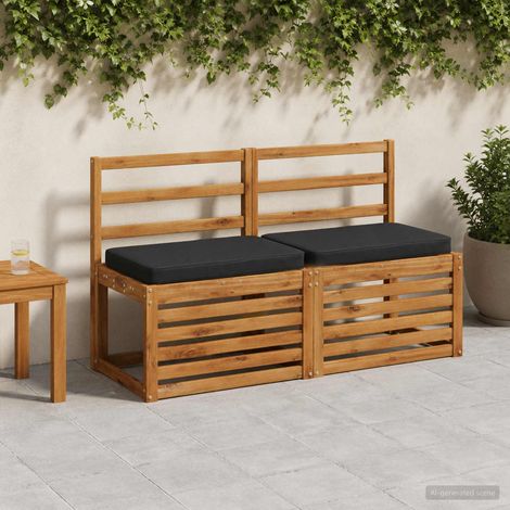 vidaXL Cojines para banco de 2 piezas VUGHT 2 pcs 100% Poliéster Negro (1/5)