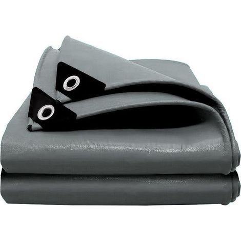 Bâche de Protection en PE 280g/m², 2x3 m, Housse de Protection Étanche pour Bois, avec Œillets Muiti-Usage, Gris (1/5)