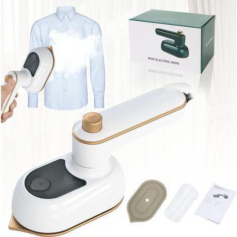 lisseur vapeur, mini fer à vapeur, chauffage rapide 30s, réservoir d'eau 50 ml, rotatif à 90° et 180°,nettoyeur vapeur, repassage vertical - blanc