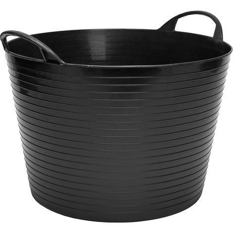 Garronda Flexibler Kunststoffkübel 26 L für Garten, Haushalt, Werkstatt und Transport vielseitig einsetzbarer Universalbehälter Wäschekorb GD-0181,Schwarz