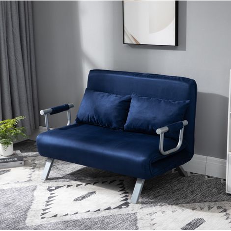 Canapé convertible 111x80x78 cm bleu en polyester avec dossier réglable 5 positions (1/5)