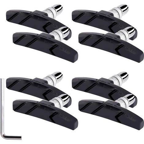 Patins de Frein Vélo V-Brake 70 mm avec Ecrous Hexagonaux Entretoises et Clépour Vélo de Route Montagne Cyclisme Noir 4 Paires (1/5)