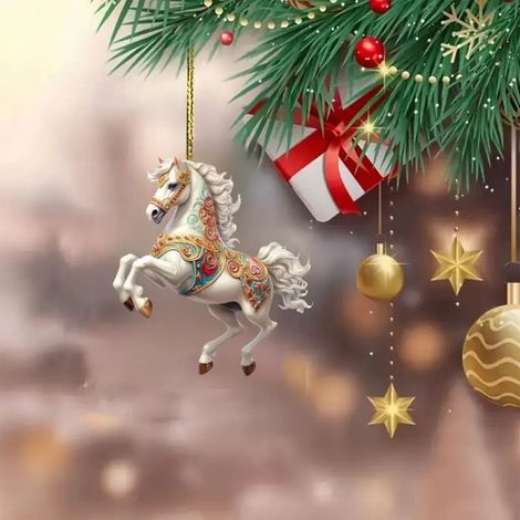 Ornement Cheval - Décoration Arbre De Noël Acrylique - Suspension Murale Et Voiture - 8 cm - 1 Pièce (1/5)