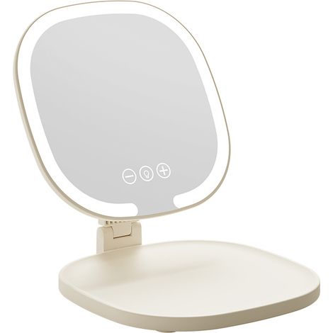 Miroir de beauté portable pliable Trois couleurs sans gradation polaire Blanc (1/5)