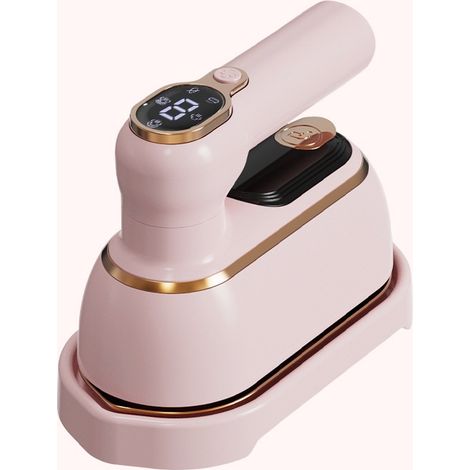 Défroisseur vapeur portable rose pliable, fer vapeur compact avec contrôle température pour vêtements maison voyage (1/5)