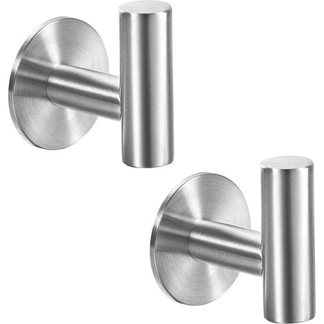 Kein Bohren erforderlich. Handtuchhaken aus Edelstahl, geeignet für Badezimmer, Küchen und Hotels (2er-Set, silber). (1/5)
