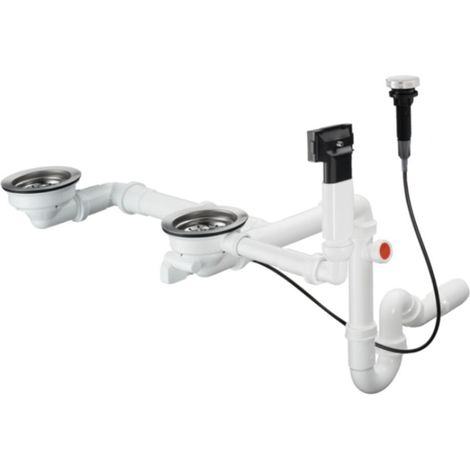 Desagüe automático para fregadero de granito de 2 senos de acero inoxidable HANSGROHE D17-10