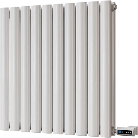 Omeara - White Horizontal Electric Radiator H600 x W580mm Double Panel 500w Thermostatic WIFI - Feet Included (1/2)
