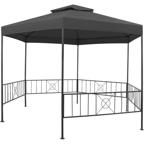 Tonnelle Barnum de Jardin, Pavillon, Pergola, Tente de jardin, 323x275x265 cm Anthracite OIB7159E