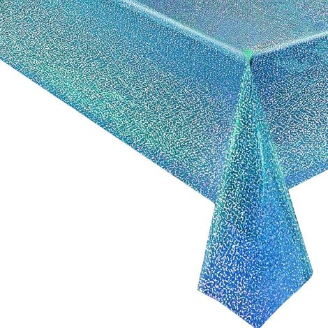 Cinq nappes bleues de fête, nappes jetables en plastique imperméable découpées au laser, 137220 cm, adaptées à la décoration de grandes fêtes. (1/5)