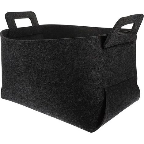 Panier de rangement - Opbergbox - Organiseur de Vêtements - Armoire - 18 x 13 x 11 cm - Petit panier de rangement - Panier à linge - Sac à linge - Feutre - Noir - Décoration d'intérieur - Boîte de ran (1/4)