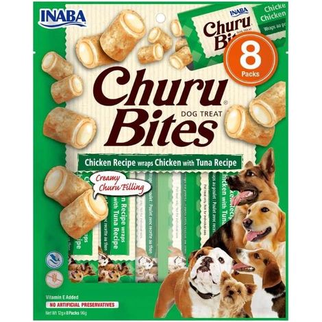 Friandises au poulet et au thon CHURU BITE pour chiens 8 x 12 g