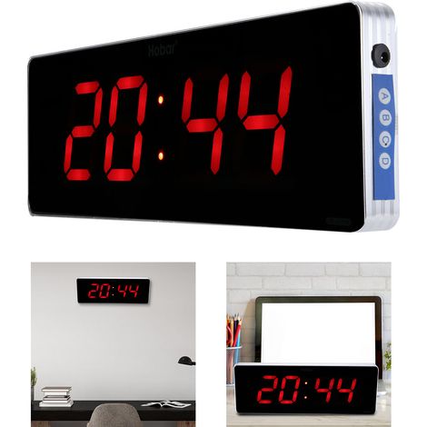 Horloge murale numérique LED en alliage d'aluminium pour bureau ou chambre, prise UE 110-240 V (heure + minute) (1/5)