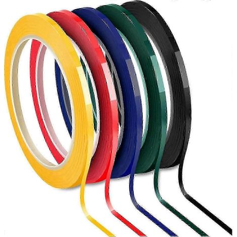 rouleaux de ruban adhésif quadrillé pour tableau blanc, 3 mm d'épaisseur, 5 couleurs assorties, 66 m par rouleau (1/5)