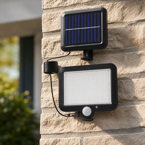 Applique murale solaire 56 LED détecteur de mouvement panneau séparé réglable 360° éclairage blanc extérieur jardin façade (1/4)