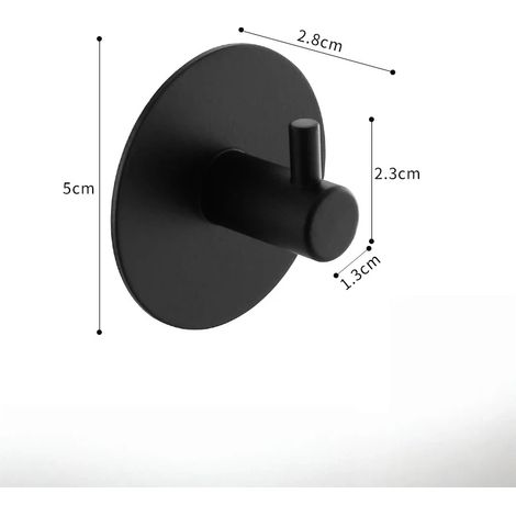 (Noir - L - Lot de 4) Crochets en acier inoxydable auto-adhésifs pour salle de bain, porte-manteaux, sans perçage, pour vêtements et serviettes, crochets de rangement pour la maison (1/5)