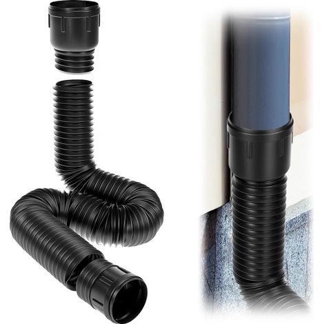 Rallonge flexible pour gouttière ronde, en PE, extensible de 47 à 150 cm, pour pelouses, sols en béton et jardins, pour descentes de 80/100 mm. (1/5)
