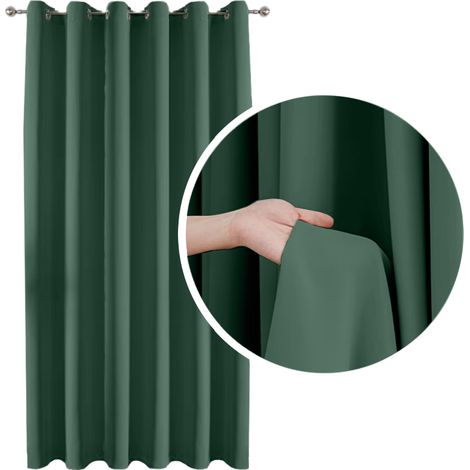 Rideau occultant 90 % épais avec œillets, vert bouteille, 140 x 250 cm