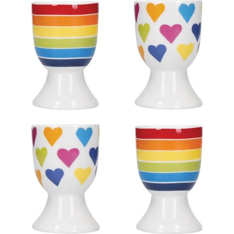 Kitchen Craft KCEGGRBOW4PC Set di portauovo, porcellana, Vari colori