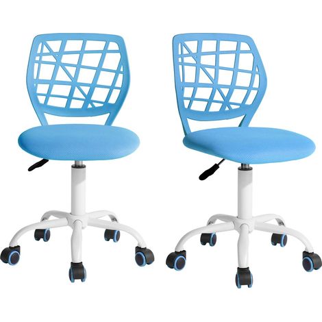 2pcs Colourful Desk Chair, Siège D'ordinateur Moderne et Réglable, Chaise de Travail Pivotante sans Accoudoir, Salle d'étude pour Enfants, Bureau à Domicile, Bleu (1/5)