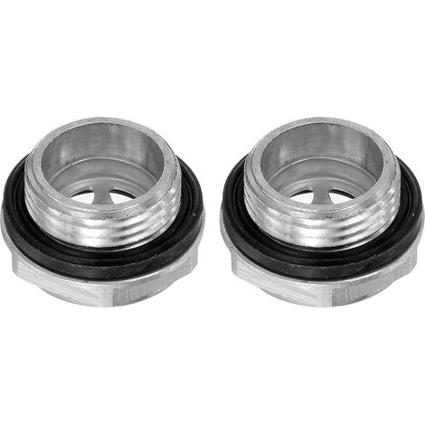 2Pcs Verre de Vue d'Huile de Compresseur d'Air 20 x 1,5mm Filetage Mâle en Alliage d'Aluminium, Tête Hexagonale, Indicateur d'Huile, Fenêtre avec Joint Torique, Argenté (1/5)