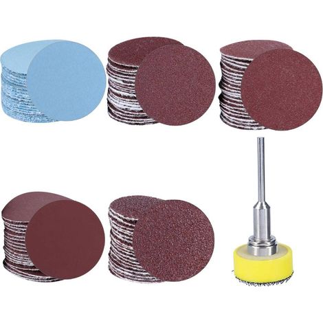 Kit de 25MM Disques Abrasifs, 100 Pièces Disque de Ponçage de Grain 100 180 240 1500 3000 avec Tampon de 3MM pour Outil Rotatif Dremel Disque de Ponçage pour Fraisage Gravure Meulage