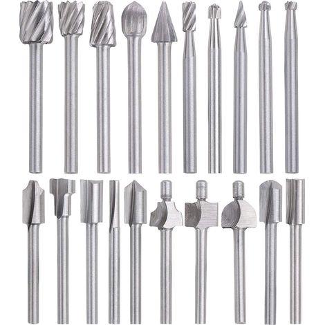 Lot de 10 fraises rotatives en carbure et menuiserie HSS avec tige 3 mm pour le travail du bois, la sculpture, gravure, perçage - (1/5)