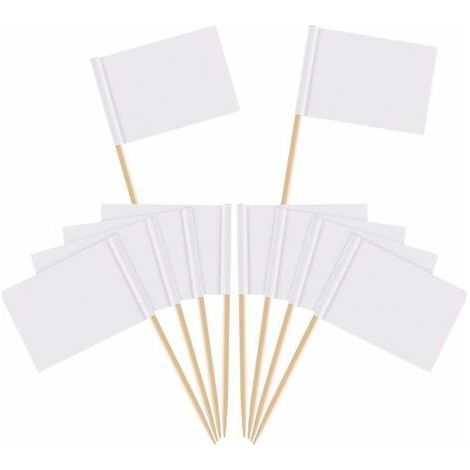 Drapeaux de Cure-Dents Vierges Marqueurs de Fromage Drapeaux Blancs Marquage d'étiquetage (100) (1/4)