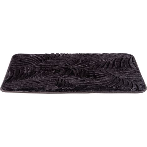 WENKO Kunststoff  Badteppich Memory Foam Leaves in Grau 50x80 cm (1/2)