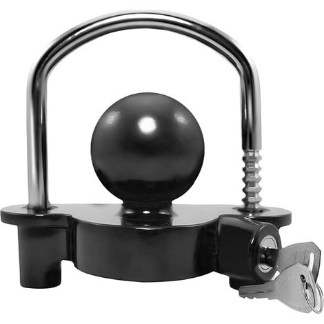 Serrure À Bille De Remorque en Forme De U Attelage De Remorque en Fer Et Aluminium Noir Serrure De Sécurité Antivol pour Remorques De Chevaux De Caravane De Camping-Car avec 2 Clés (1/5)