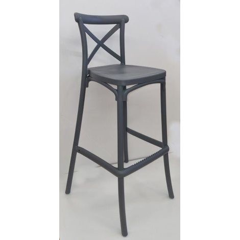 SGABELLO ALTO CON SCHIENALE GRIGIO MOD. DALIA (1/2)