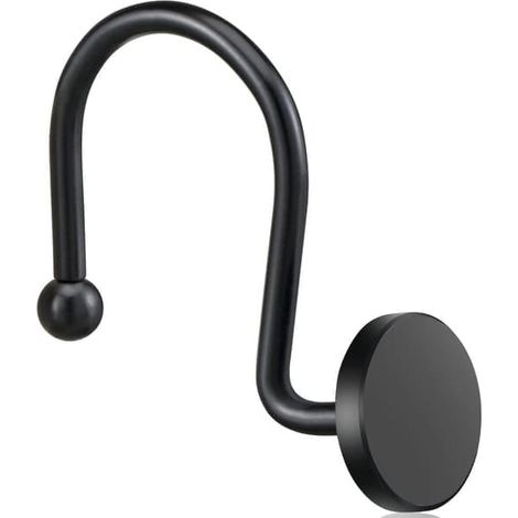 Crochets de rideau de douche, anneaux de rideau de douche en acier inoxydable pour salle de bain, crochets métalliques pour tringle de douche, lot de 12, ronds noirs (1/4)
