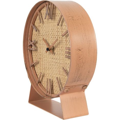 Horloge de Table Décorative Vintage Rétro en Bois MDF et Fer Marron 20 x 6 x 24 cm - PANGIVO (1/2)