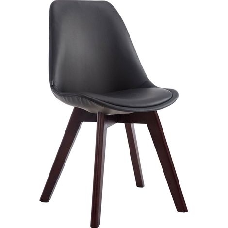 Sedia da sala da pranzo x1 in stile scandinavo con supporto in PVC nero 4 gambe in legno color noce 100003750
