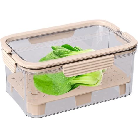 Conteneur à laitue, conteneur de stockage au réfrigérateur, conteneur économiseur de produits, stockage transparent des produits, bac de stockage à (1/3)