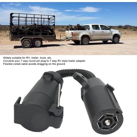 Adaptateur De Prise Remorque 7 Voies, Connecteur De Câblage Rond Européenne 7 Broches Vers Américaine Accessoires Adaptateur Prise Remorque Usa Europe Pour Voiture, Remorque, Attelage, Caravane (1/4)