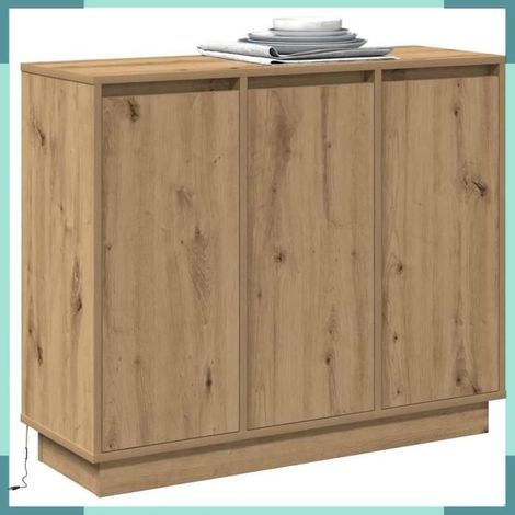 869681 Buffet LED Chêne artisanal 90 x 32 x 75 cm Bois d'ingénierie (1/5)