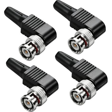 Lot de 4 adaptateurs coaxiaux BNC à 90 degrés 50 ohms sans soudure pour caméras de surveillance et systèmes de surveillance à domicile (1/5)