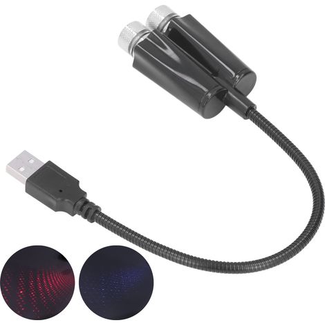Lampe d'ambiance USB pour voiture, projecteur rouge et bleu, brancher et jouer, flexible et pliable, sans commande vocale (1/5)