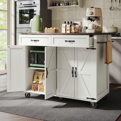 Îlot de cuisine, desserte avec plan de travail coulissant, meuble de cuisine, chariot de cuisine
