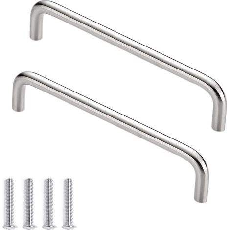 2 pièces Poignée de Meuble Acier Inoxydable Poignée de Porte Arc Poignée Boutons de Armoire Cuisine Placards Tiroir Poignées 128 mm (1/5)
