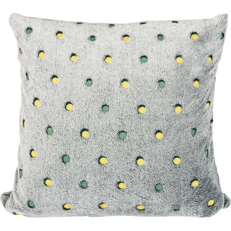 Funda de almohada de microfibra neón de 40x40 cm con lunares verdes (1/3)