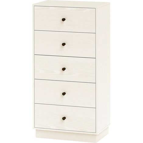 Schmale Kommode mit 5 Schubladen, hohes Aufbewahrungsmöbel, modernes Design für Schlaf- oder Wohnzimmer, 47 x 29 x 95 cm, cremeweiß